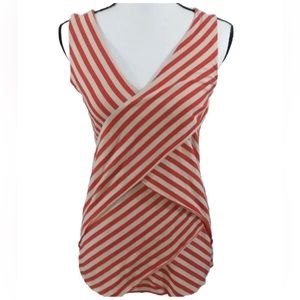Verve Ami Orange Tan Striped Sleeveless‎ Blouse Crossover Tank top Small